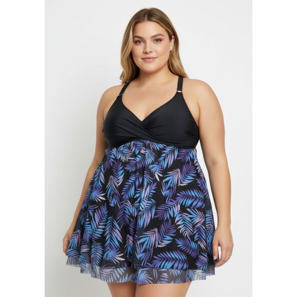 Sothea Other - NWT Sothea Plus Size 20W One Piece Swim Dress Black Tummy Control Swimwear